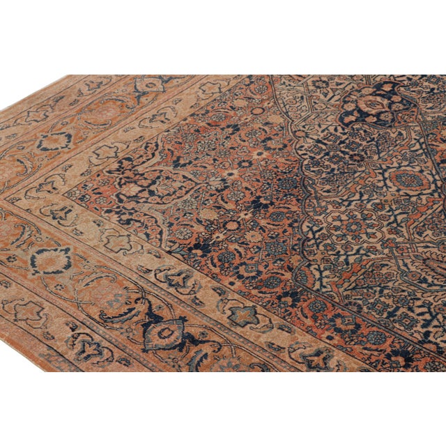 Rug & Kilim Antique Tabriz Persian Rug With Salmon Tone Medallion and Florals | Rug & Kilim For Sale - Image 4 of 8