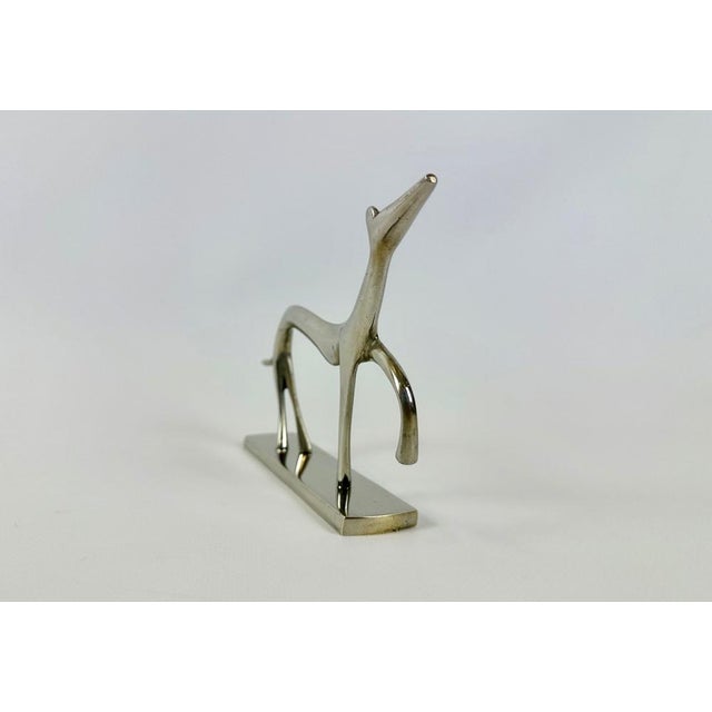 1930s Art Deco White Brass Greyhound Figurine by Laszlo Hoenig, 1930s For Sale - Image 5 of 18