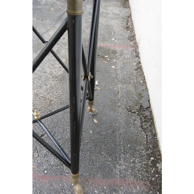 Hollywood Regency Stone Top Painted Black and Brass Metal Side Accent Table For Sale - Image 12 of 12