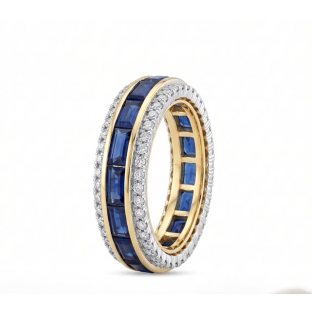 2020s Natural Blue Sapphire 1.20cts & Diamond 0.40cts Ring in 18k Gold For Sale - Image 5 of 8