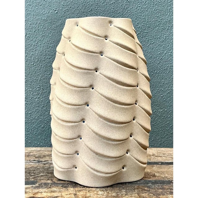 Vintage Sculptural Ceramic Vase With Crystal Points For Sale - Image 9 of 12