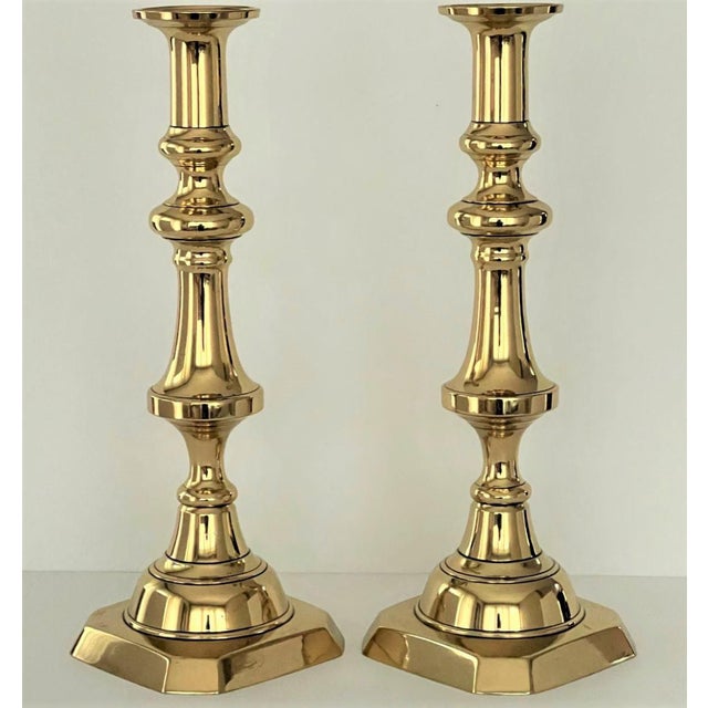 Vintage English Brass Push Up Candle Holders a Pair Chairish