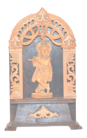 1950s Krishna Flute Sandalwood Rosewood Figure Hindu Vishnu Statue