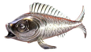 Silver Toothpick Holder with Raised Scales