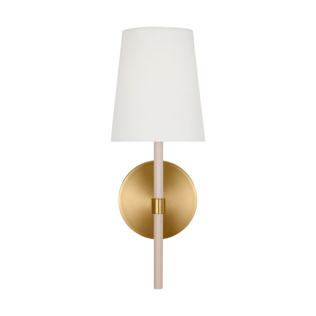 Visual Comfort Kate Spade New York by Visual Comfort Studio Monroe 1-Light Small Single Sconce in Burnished Brass, Blush For Sale - Image 4 of 4