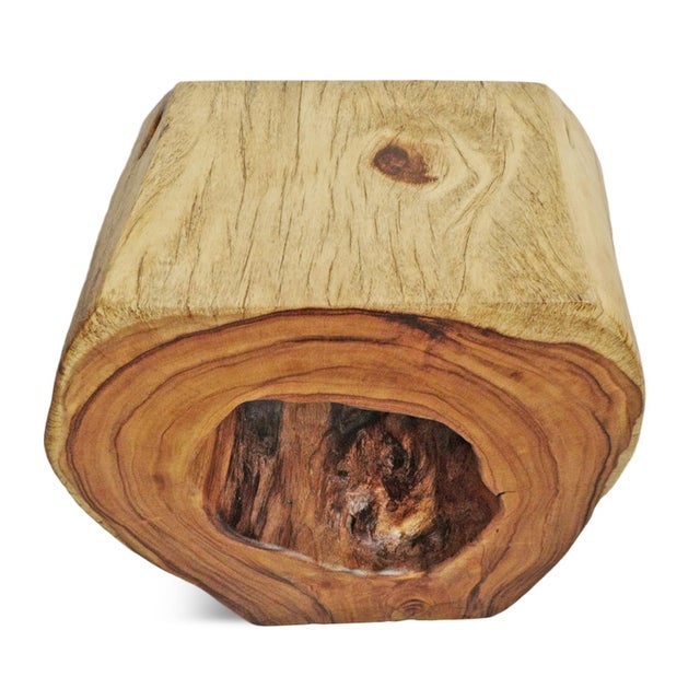 Beautiful organic monkey pod / suar wood side table. Natural freeform shape with center hole that has been sanded smooth...