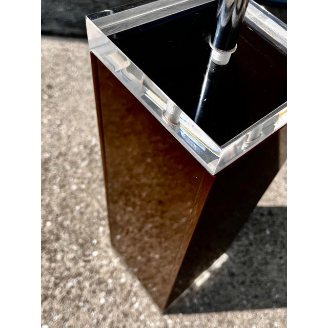 Plastic Vintage Smoked Brown Lucite Block Lamp | by George Bullio C. 1970s For Sale - Image 7 of 10