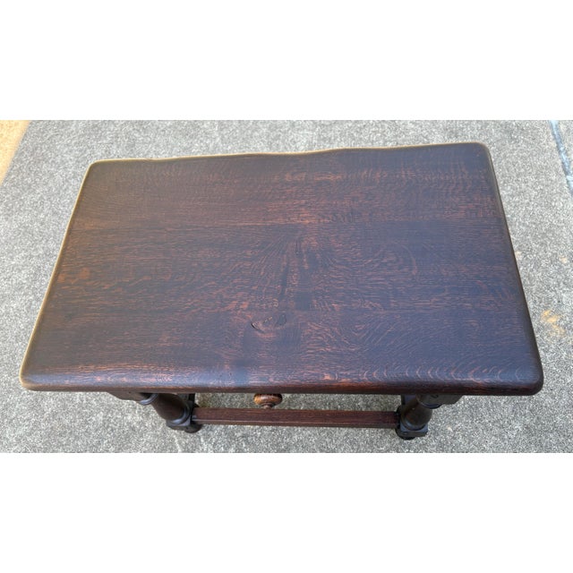 Brown Antique Hand Hewn Side Table With Drawer and Pegged Construction For Sale - Image 8 of 8