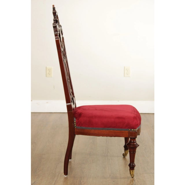 Antique Victorian Renaissance Carved Walnut Parcel Gilt Accent Chair For Sale In Philadelphia - Image 6 of 12