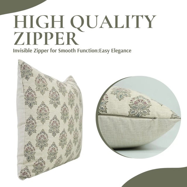 Contemporary Fabdivine- Ethnic Hand Made Block Print Cushion Cover-22"x22" For Sale - Image 3 of 5