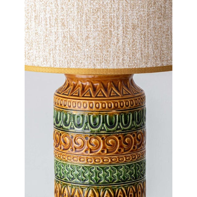 Metal Ochre and Green Ceramic Table Lamp from Bay Keramik, 1970s For Sale - Image 7 of 14