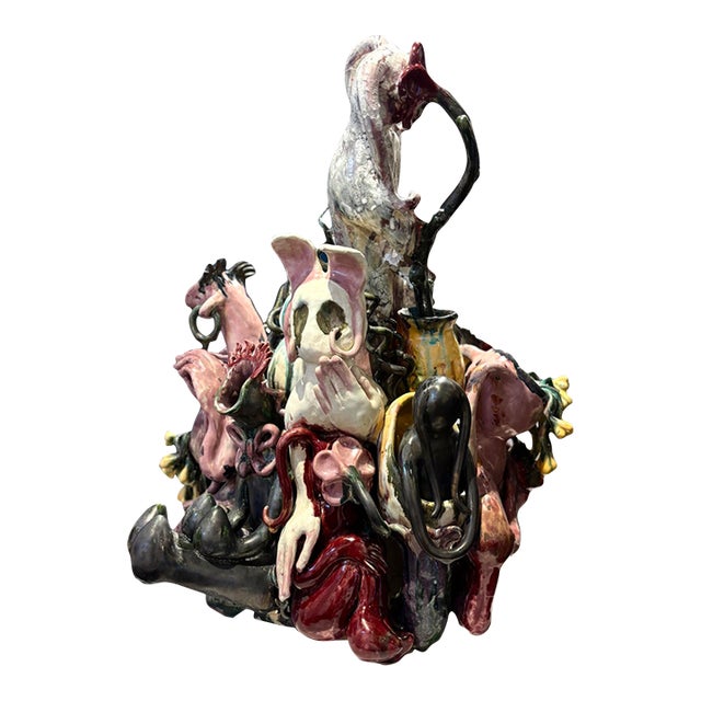 Contemporary Colorful Grotesque Ceramic Sculpture by Jeremy Plotkin Wong For Sale