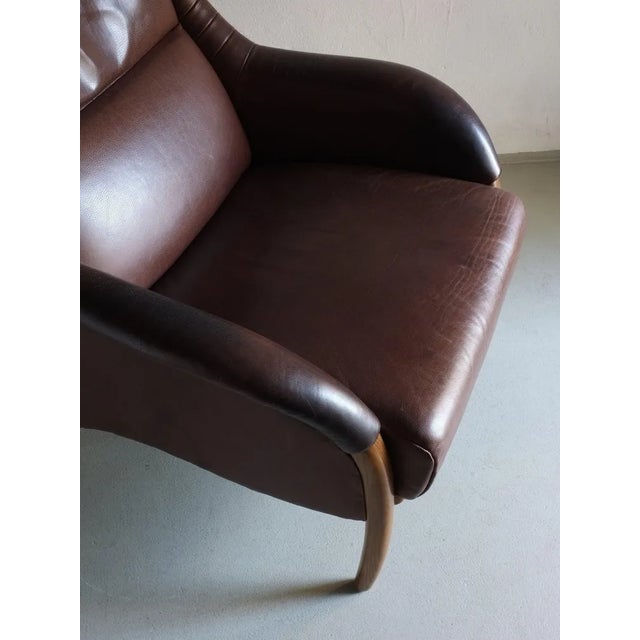 Brown Leather Lounge Chair, Netherlands, 1980s For Sale - Image 9 of 11