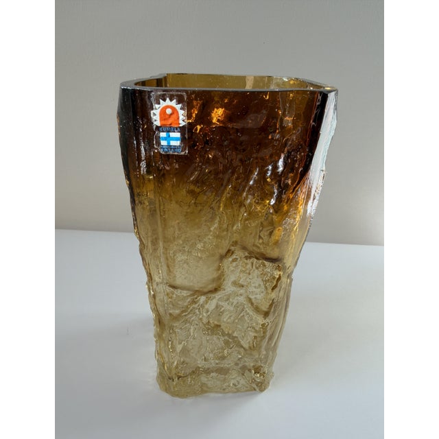 Amber Kallio Brutalist Art Glass Vase by Kaj Blomqvist for Kumela, Finland, 1970s For Sale - Image 17 of 17