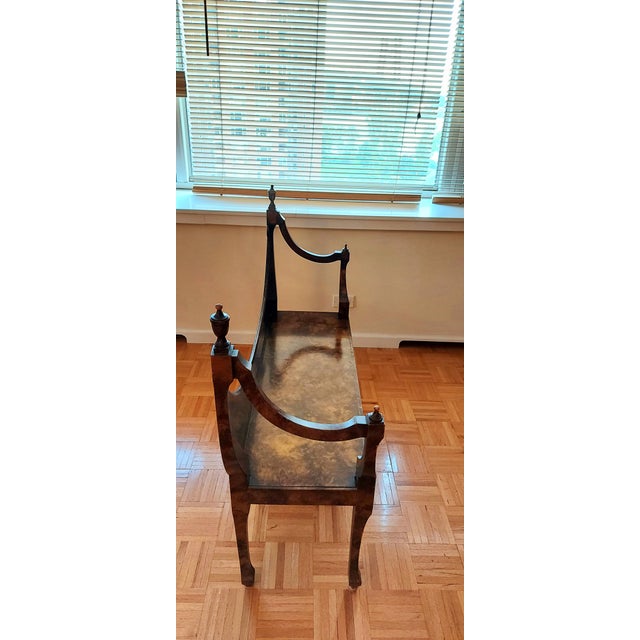 Vintage Biedermeier-Style Burl Wood Gondola Bench / Crescent Settee For Sale In New York - Image 6 of 8