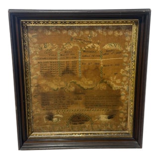 Elizabeth Wurts American Family Record Needlework Sampler, Dated 1837 For Sale
