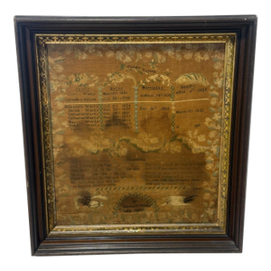 Elizabeth Wurts American Family Record Needlework Sampler, Dated 1837