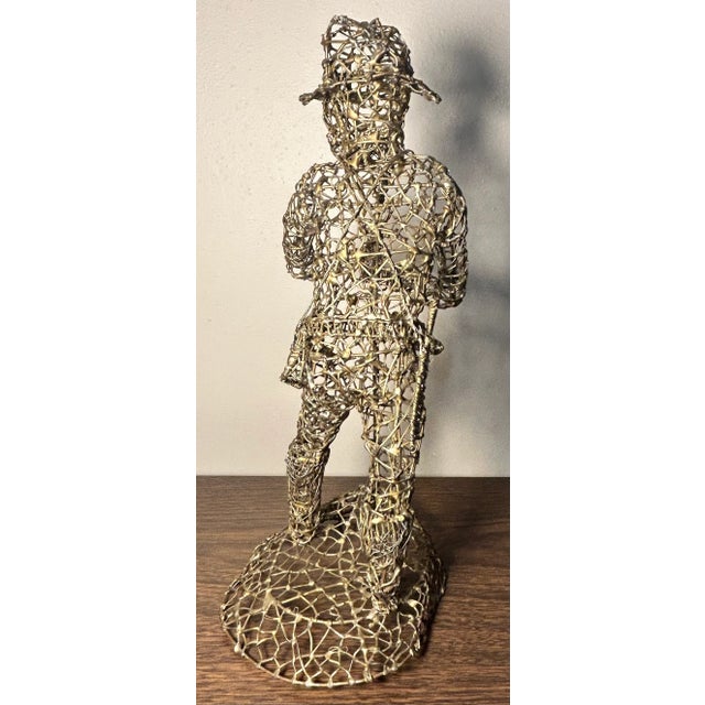 Vintage 1960's Brutalist C. Serraty Style Hunter Man Metal Wire Sculpture For Sale - Image 4 of 7