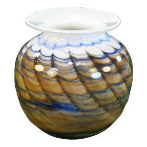 Late 20th Century Art Glass Vase Micheal Nourot Cased Rust and Blue