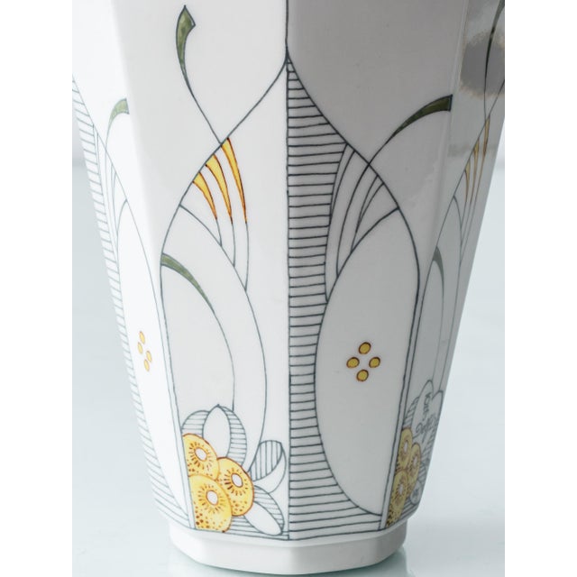 Vintage Art Deco Ceramic Table Lamp in Hand-Painted Octagonal Base with Jacquard Shade by Royal Delft, 1991 For Sale - Image 14 of 18