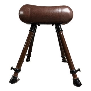 Antique Gymnastic Horse in Cow Leather, Italy, 1940s For Sale