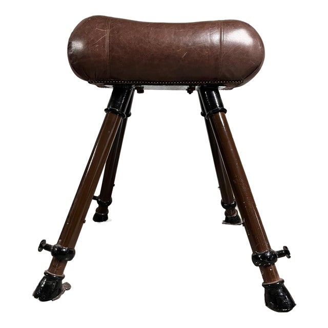 Antique Gymnastic Horse in Cow Leather, Italy, 1940s For Sale