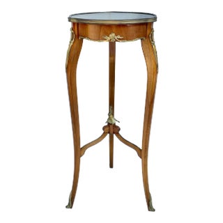 Antique French Green Marble and Brass Pedestal Stand For Sale