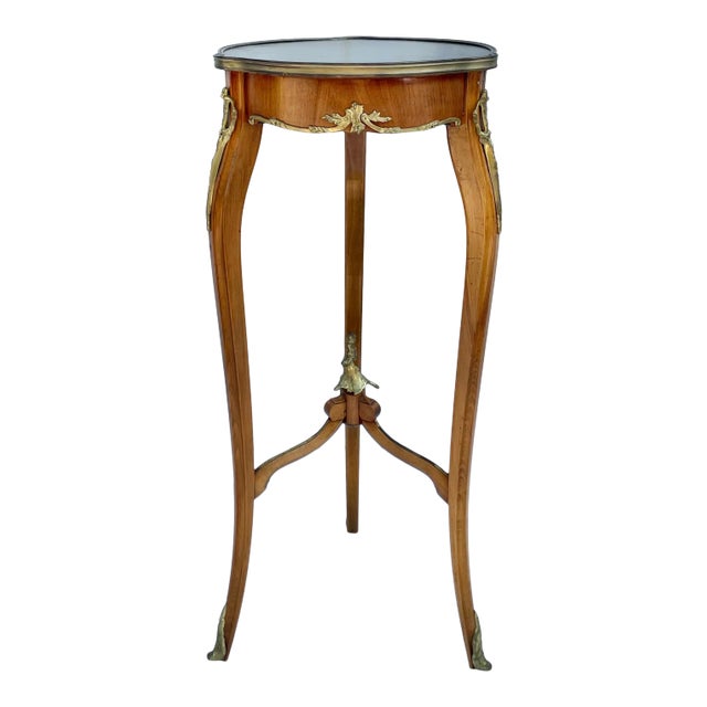 Antique French Green Marble and Brass Pedestal Stand For Sale