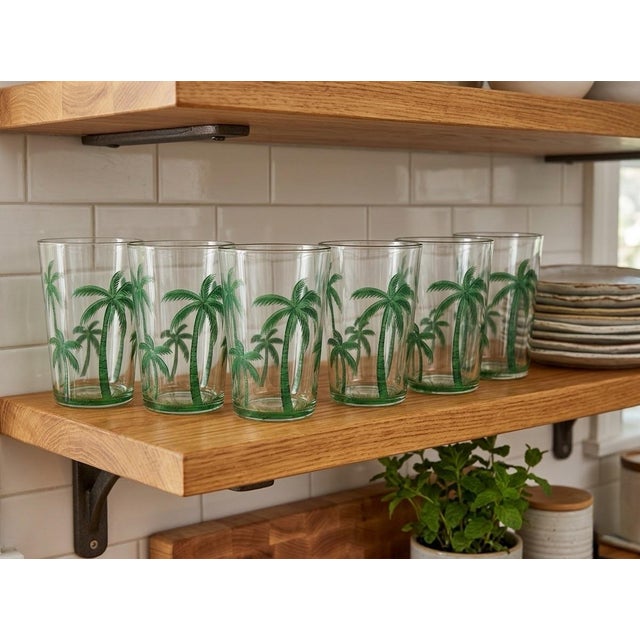 Italian-Designed Tropical Palm Tree Acrylic Tumblers - Set of 6 For Sale In West Palm - Image 6 of 12