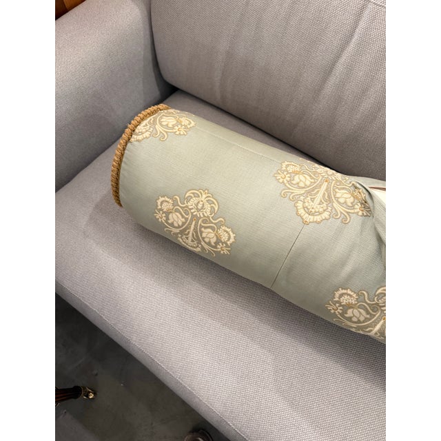 2020s Bespoke Embroidered Damask Long Bolster Pillow For Sale - Image 5 of 12