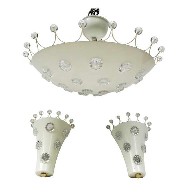 Ceiling Light and Wall Lights from L. A. Riedinger Bronzewarenfabrik Gmbh, Augsburg, 1950s, Set of 3 For Sale