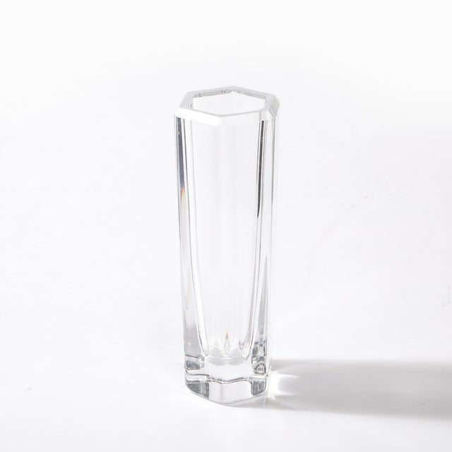 Mid-Century Modern Hexagonal Crystal Vase Signed Bengt Edenfalk for Royal Krona For Sale - Image 11 of 17