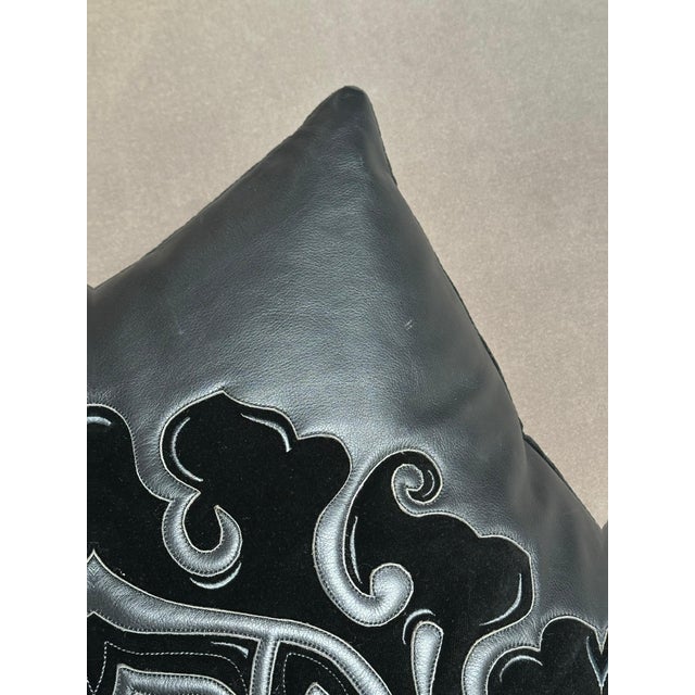Animal Skin Casa Cushion in Black Leather and Suede Intarsia from Fendi, 2011 For Sale - Image 7 of 10