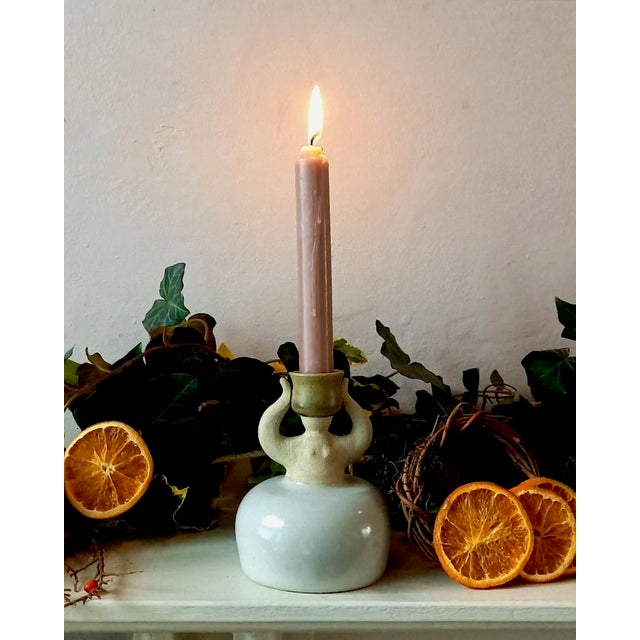 2020s Figurative Woman Ceramic Candlestick Holder Umber For Sale - Image 10 of 11
