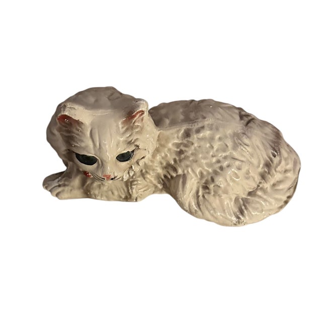 Vintage 1950’s Chalkware Persian Feline Statue For Sale - Image 10 of 11