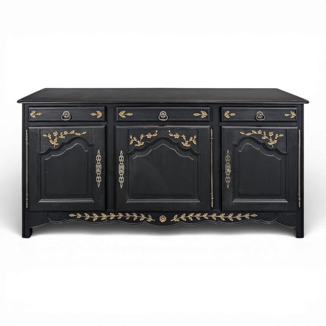 Rustic Sideboard with Black and Gilt Highlights For Sale - Image 9 of 9