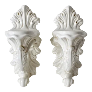 1980s Italian Carraro Vittorio Majolica Ceramic Wall Sconces-A Pair
