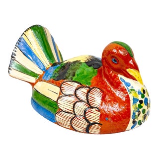 Vintage Mexican Folk Art Terracotta Bird Figural Lid - Replacement/Display Piece For Sale