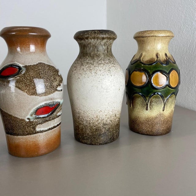 Vintage Fat Lava Pottery Vases attributed to Scheurich, Germany, 1970s, Set of 4 For Sale - Image 13 of 18