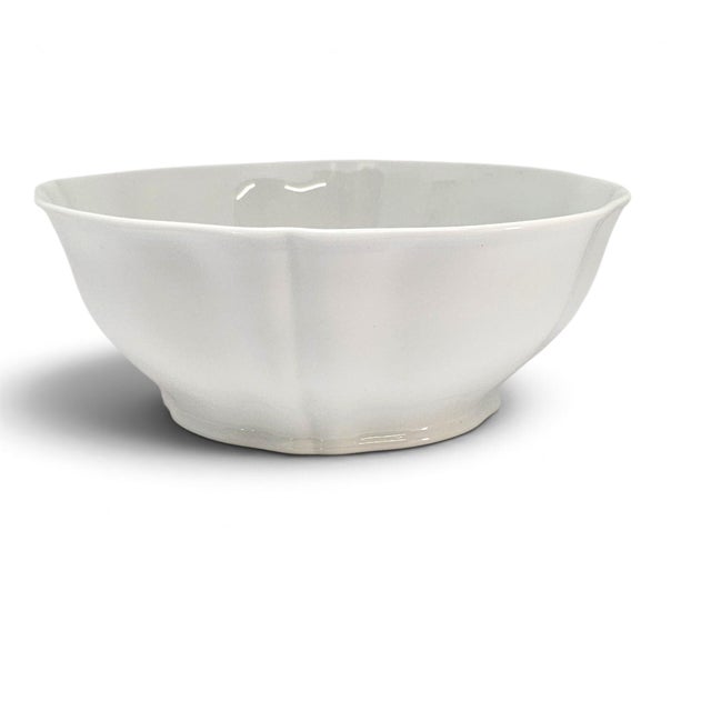 Ceramic Mid-Century Limoges France White Porcelain Scalloped Serving Bowl 9.25" For Sale - Image 7 of 9