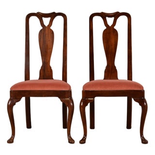 Henredon Queen Anne Solid Mahogany Side Chairs or Dining Chairs, Pair For Sale