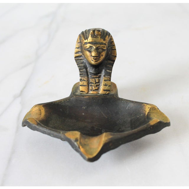 Vintage Cast Brass Egyptian Ashtrays - A Pair For Sale - Image 4 of 10