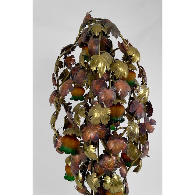 Vintage Hollywood Regency Vine Floor Lamp in Patinated Metal, 1960 For Sale - Image 14 of 16