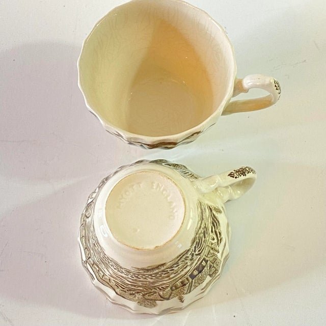 1980s Vintage 1980s Myott Staffordshire Royal Mail Ironstone Tea Cups - A Pair For Sale - Image 5 of 9