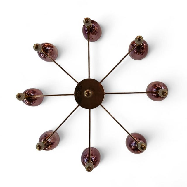 Chandelier with Violet Shades, 1950s For Sale - Image 4 of 7
