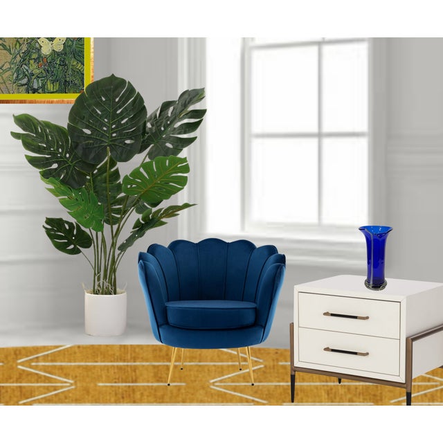 Cobalt Cylindrical Asymmetric Lipped Art Glass Vase For Sale - Image 12 of 15