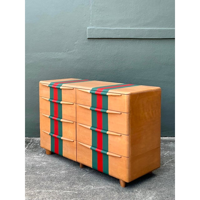Vintage Boho Heywood Wakefield Racing Stripe Dresser For Sale In West Palm - Image 6 of 10