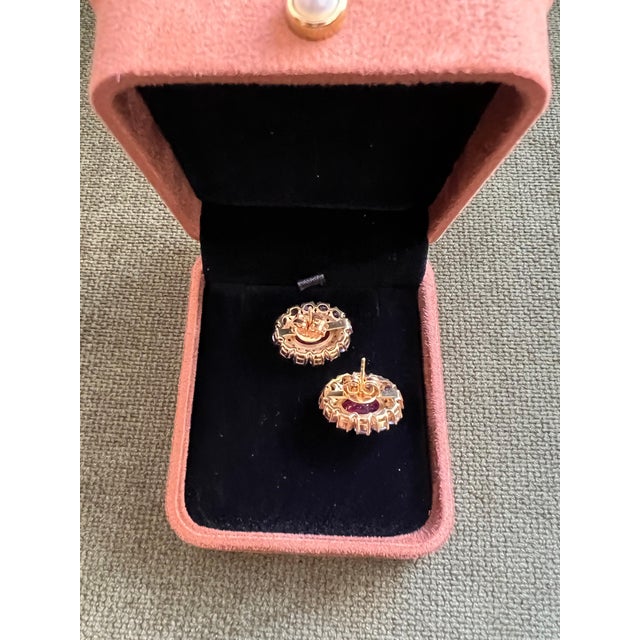 Bochic "Capri" Vintage Ruby & Multi Lavender Tanzanite Earrings Set 18K Gold & Silver For Sale - Image 14 of 18
