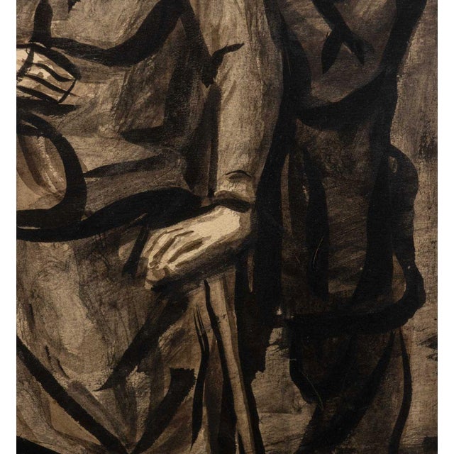 Late 20th Century Gerrit Hondius Untitled (Two Figures) Ink Wash For Sale - Image 5 of 7