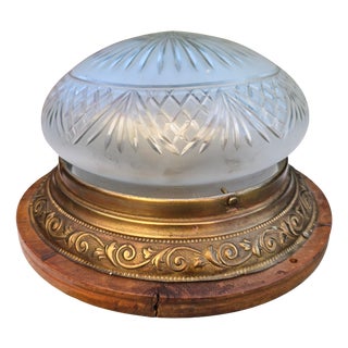 Antique Ceiling Lamp in Brass and Glass, 1890s For Sale